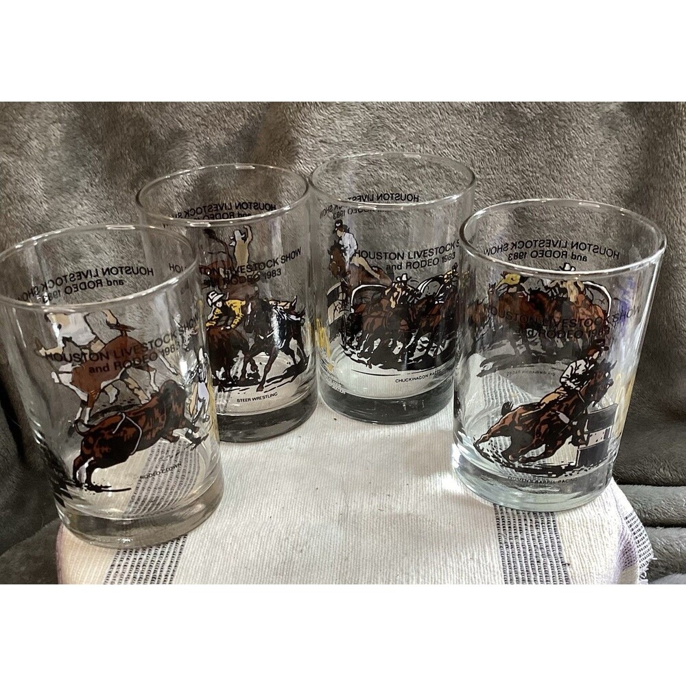 Houston Livestock Show & Rodeo McDonald’s Coke Glasses 1983 Set Of Four (2-4)